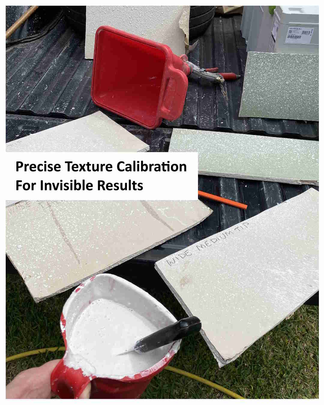 Ronnie Smith showing custom drywall texture matching samples